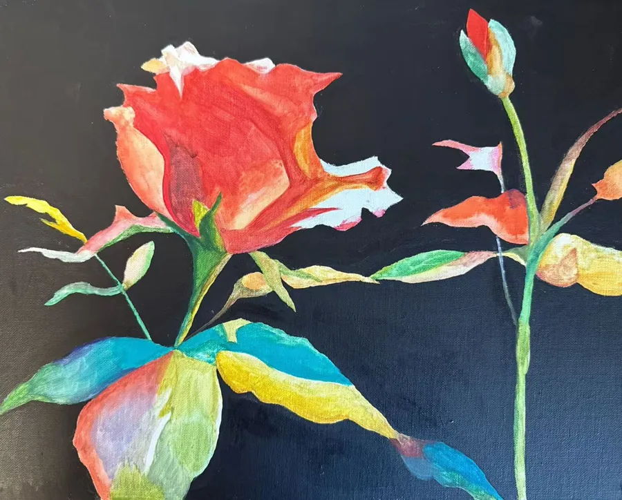 'Crimson Blossom' - Watercolor Painting