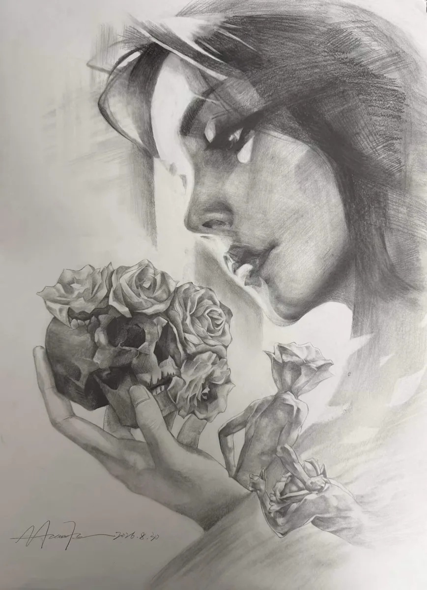'Memento Mori' - Charcoal ' Pencil Sketch